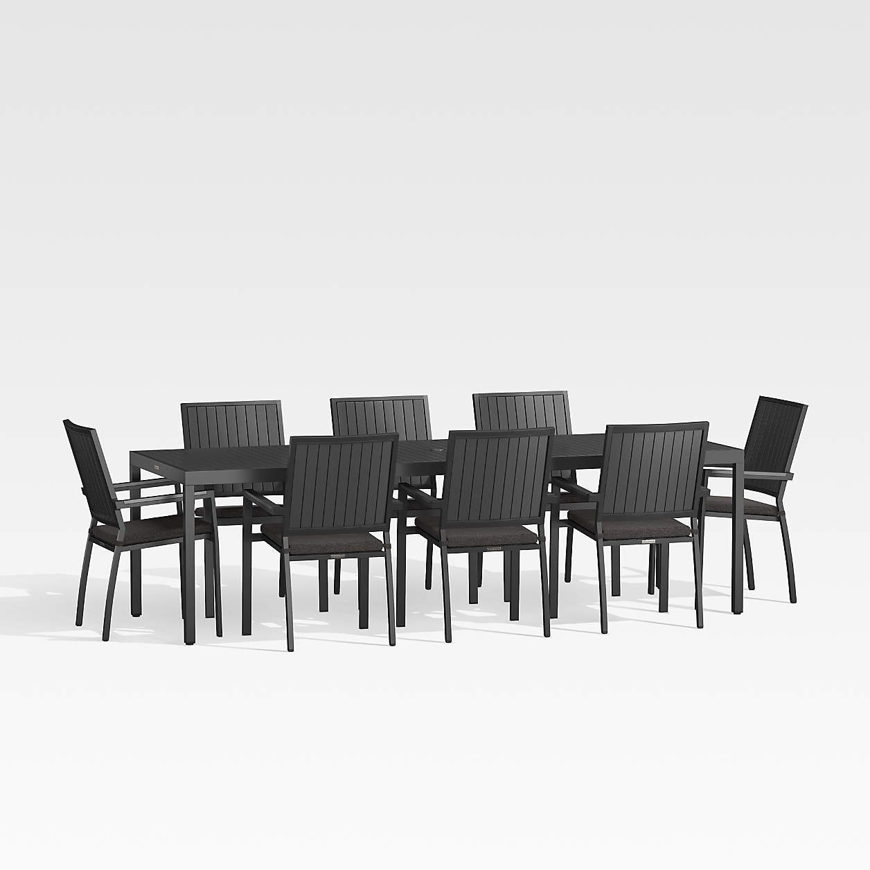 Alfresco II 103" Black Grande Outdoor Dining Table Set with Charcoal