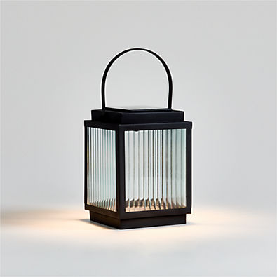 View Alfresco Black Metal and Glass LED Solar Outdoor Lantern 13" details