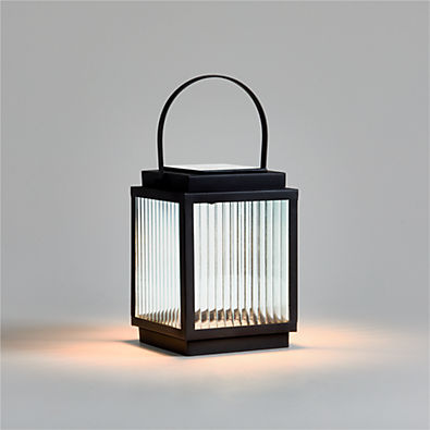 View Alfresco Black Metal and Glass LED Solar Outdoor Lantern 13" details