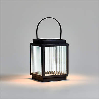 Alfresco Black Metal and Glass LED Solar Outdoor Lantern 13"