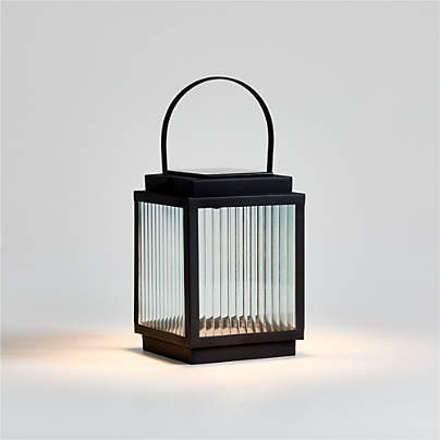 Alfresco Black Metal and Glass LED Solar Outdoor Lantern 9.75"