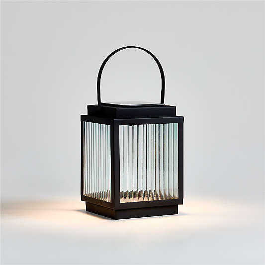 Alfresco Black Metal and Glass LED Solar Outdoor Lantern 13"