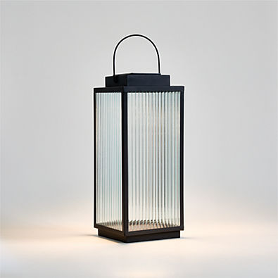 View Alfresco Black Metal and Glass LED Solar Outdoor Lantern 19" details