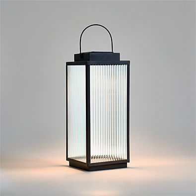View Alfresco Black Metal and Glass LED Solar Outdoor Lantern 19" details