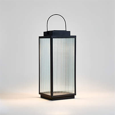 Alfresco Black Metal and Glass LED Solar Outdoor Lantern 19"