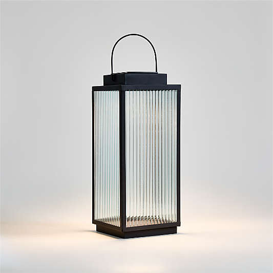 Alfresco Black Metal and Glass LED Solar Outdoor Lantern 19"