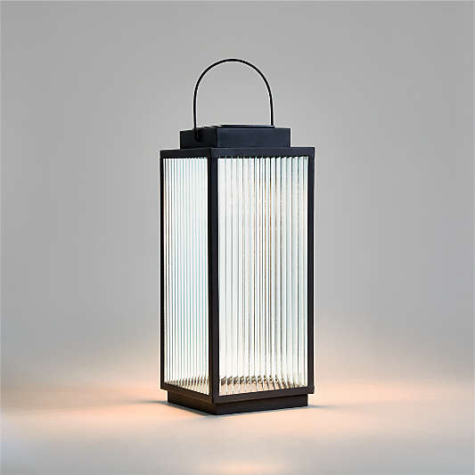 Alfresco Black Metal and Glass LED Solar Outdoor Lantern 19"