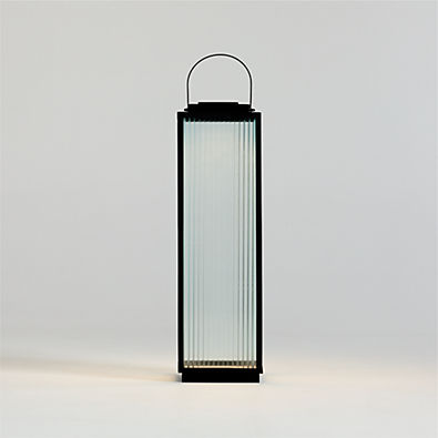 View Alfresco Black Metal and Glass LED Solar Outdoor Lantern 26.5" details