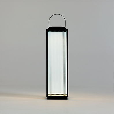 View Alfresco Black Metal and Glass LED Solar Outdoor Lantern 26.5" details