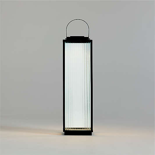 Alfresco Black Metal and Glass LED Solar Outdoor Lantern 26.5"