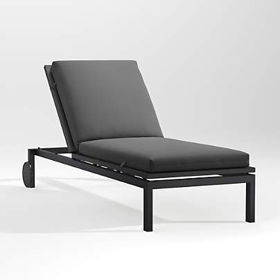 Alfresco Black Outdoor Chaise Lounge with Charcoal Sunbrella ® Cushion