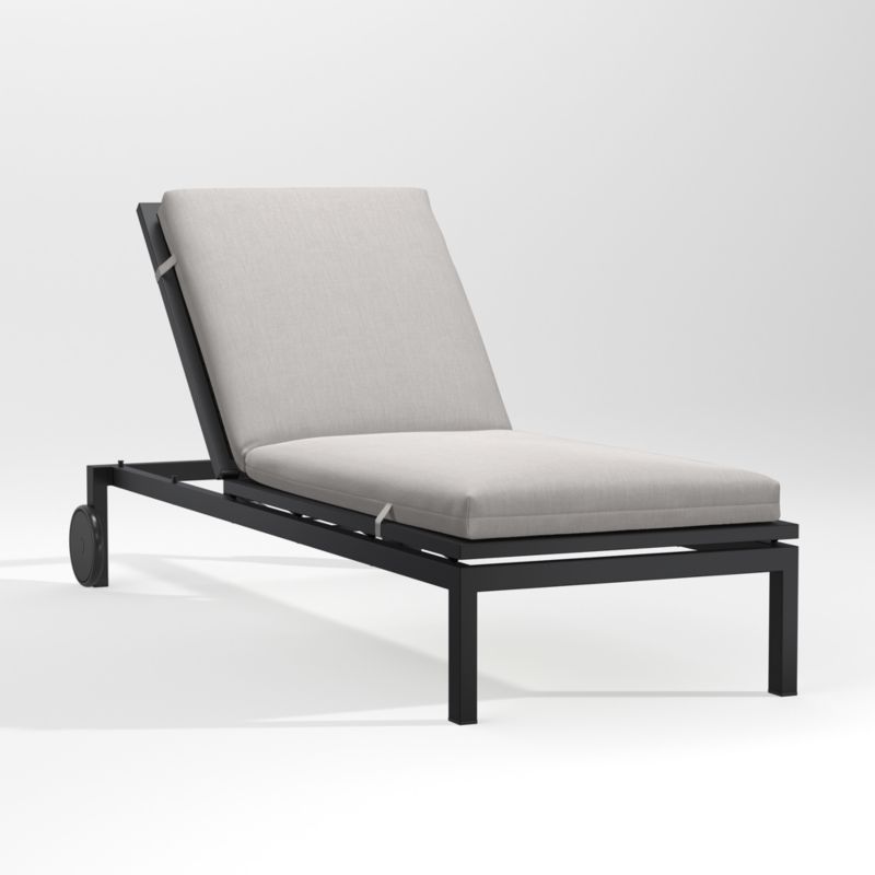 Alfresco Black Outdoor Chaise Lounge with Silver Sunbrella ® Cushion