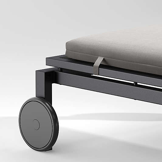 Alfresco Black Metal Outdoor Sun Lounger with Silver Sunbrella ® Cushion