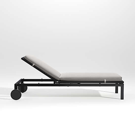 Alfresco Black Outdoor Chaise Lounge with Silver Sunbrella ® Cushion