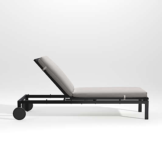 Alfresco Black Outdoor Chaise Lounge with Silver Sunbrella ® Cushion