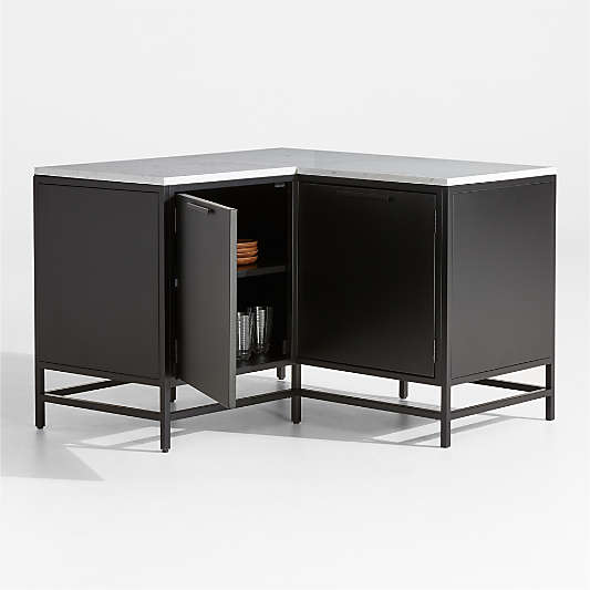 Alfresco Black Corner Outdoor Kitchen Cabinet Set