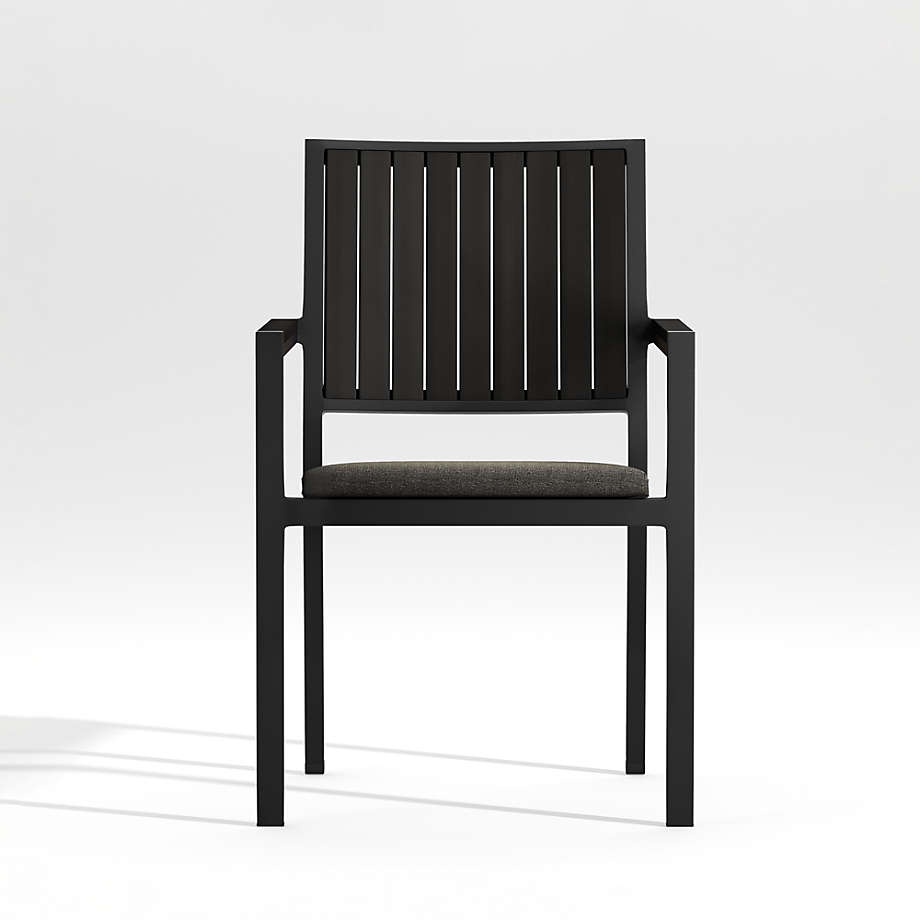Alfresco II Black Outdoor Dining Chair with Charcoal Sunbrella Cushion