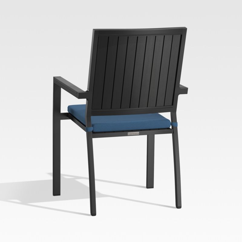 Alfresco Black Outdoor Dining Chair with Sapphire Sunbrella ® Cushion