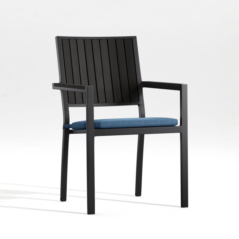 Alfresco Black Outdoor Dining Chair with Sapphire Sunbrella ® Cushion