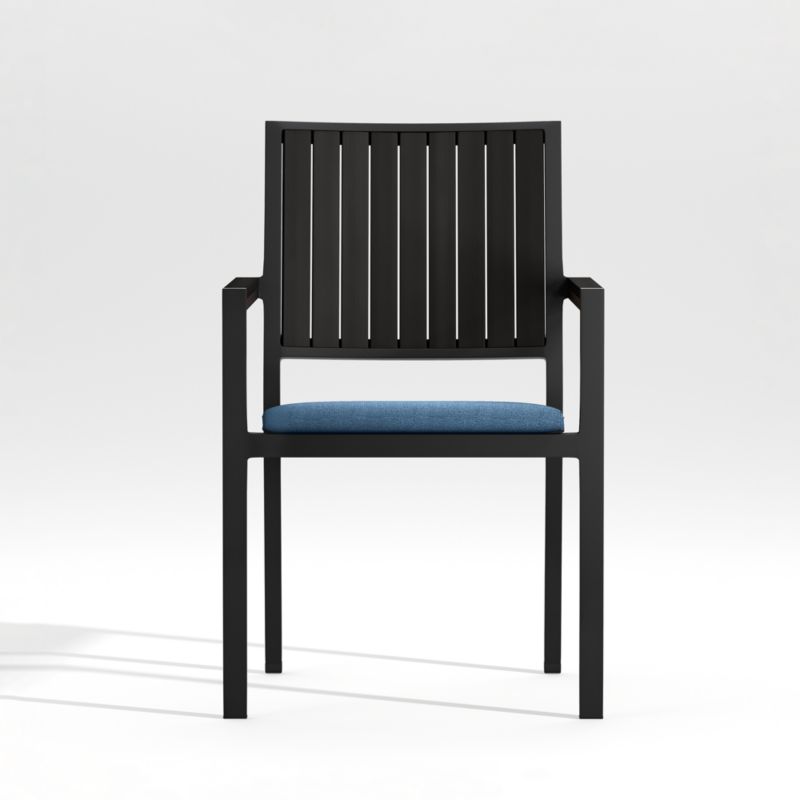 Alfresco Black Outdoor Dining Chair with Sapphire Sunbrella ® Cushion