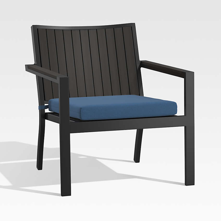 Alfresco II Black Outdoor Lounge Chair with Sapphire Sunbrella