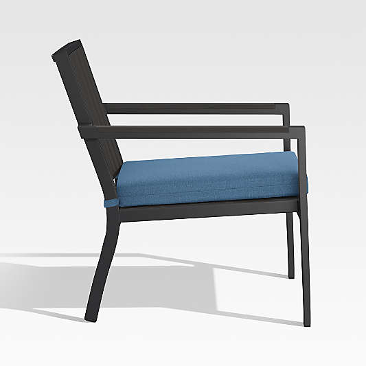 Alfresco Black Outdoor Lounge Chair with Sapphire Sunbrella ® Cushion