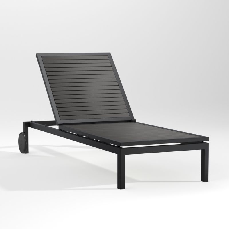 Alfresco Black Outdoor Chaise Lounge with Silver Sunbrella ® Cushion