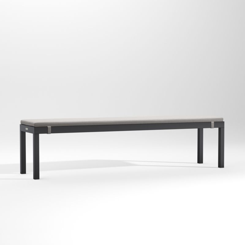 Alfresco Black Outdoor Dining Bench with Silver Sunbrella ® Cushion - image 3 of 5