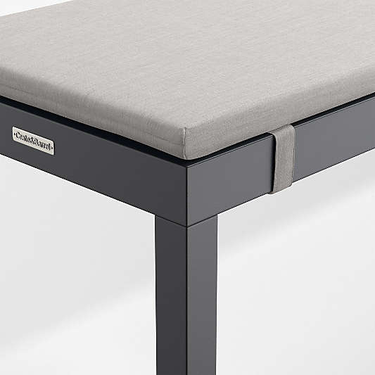 Alfresco 74" Black Metal Outdoor Dining Bench with Silver Sunbrella ® Cushion