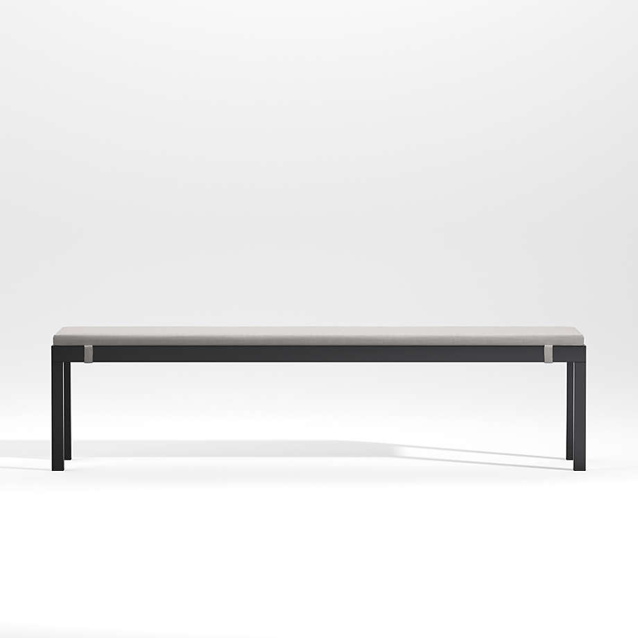 Alfresco II Black Outdoor Dining Bench with Silver Sunbrella ® Cushion