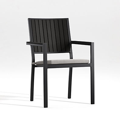 View Alfresco Black Metal Outdoor Dining Armchair with Silver Sunbrella ® Cushion details