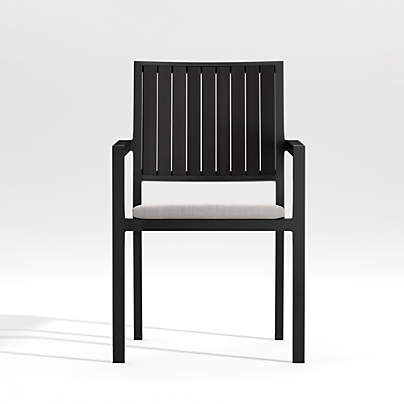 Alfresco Black Outdoor Dining Chair with Silver Sunbrella ® Cushion