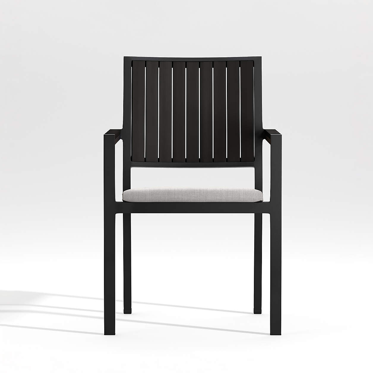 Alfresco II Black Outdoor Dining Chair with Silver Sunbrella Cushion