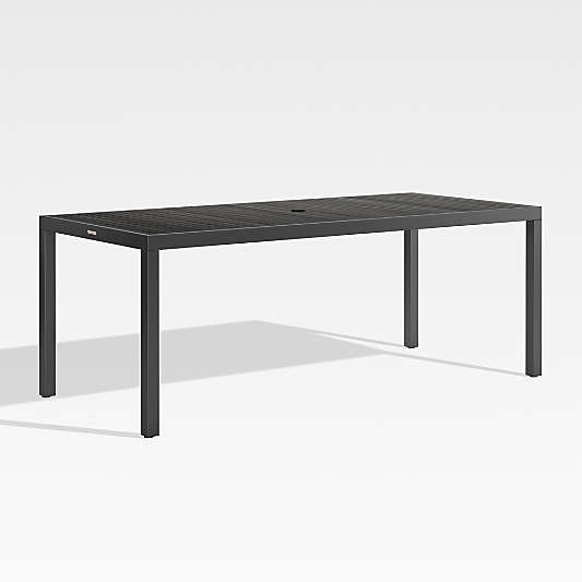 Alfresco 78" Black Metal Outdoor Dining Table Set with Silver Sunbrella ® Cushions