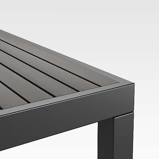 Alfresco 35" Black Metal Outdoor Cafe Table Set with Silver Cushions