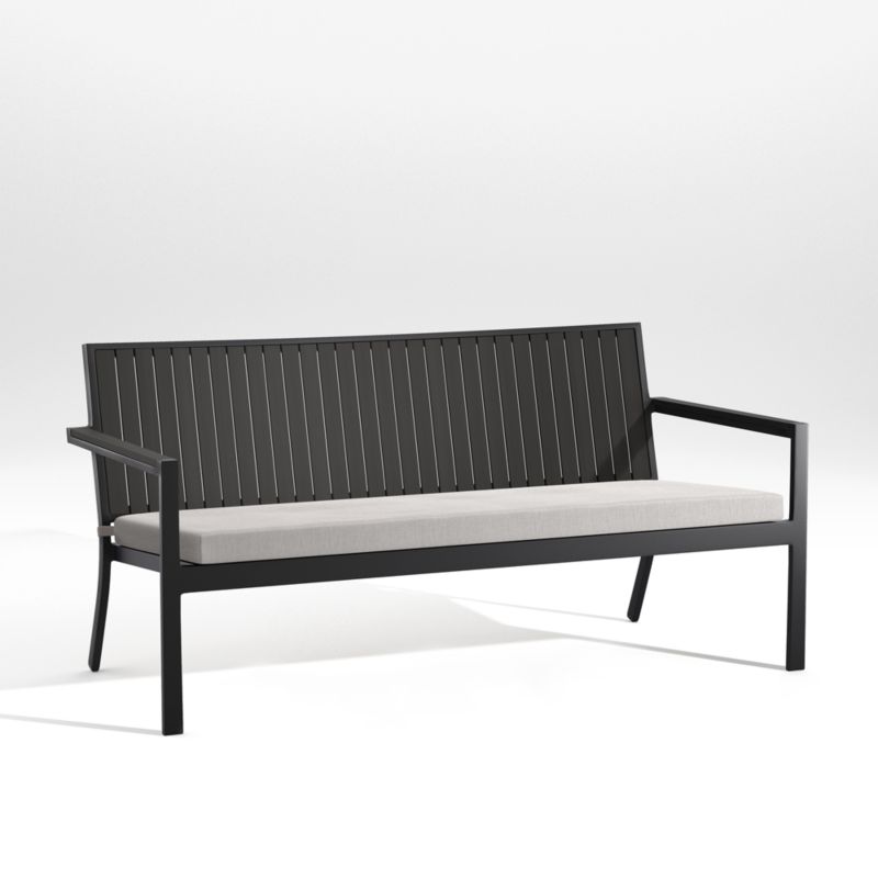 Alfresco 62" Black Outdoor Sofa with Silver Sunbrella ® Cushion - image 3 of 7