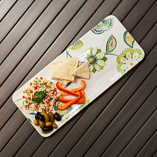 Alfresco Melamine Botanical Flower Rectangular Platter