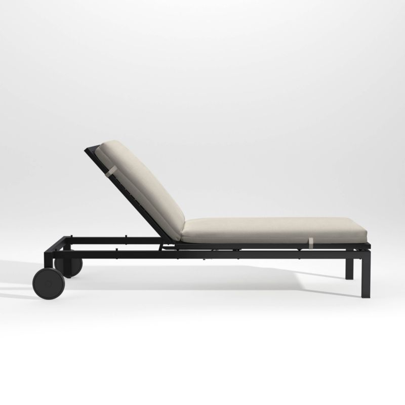 Alfresco Black Outdoor Chaise Lounge with Ash Brown Sunbrella ® Cushion - image 1 of 5