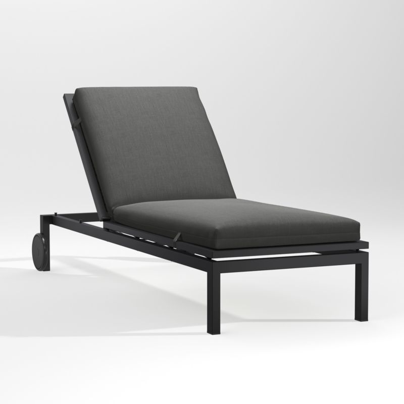 Alfresco Black Outdoor Chaise Lounge with Charcoal Grey Sunbrella ® Cushion - image 0 of 5