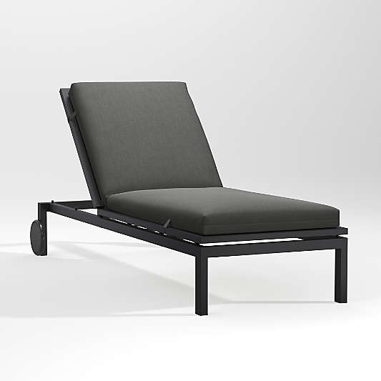 Alfresco Black Outdoor Chaise Lounge with Charcoal Grey Sunbrella ® Cushion