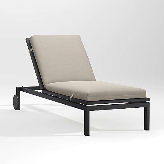 Alfresco Black Outdoor Chaise Lounge with Flax Beige Sunbrella ® Cushion