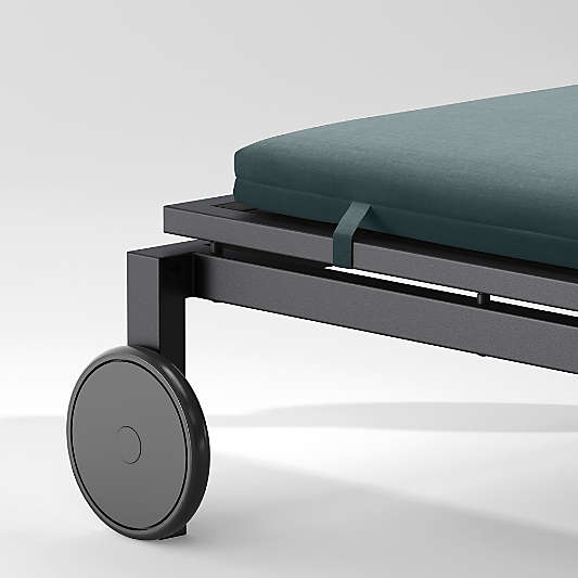 Alfresco Black Outdoor Chaise Lounge with Haze Grey Sunbrella ® Cushion