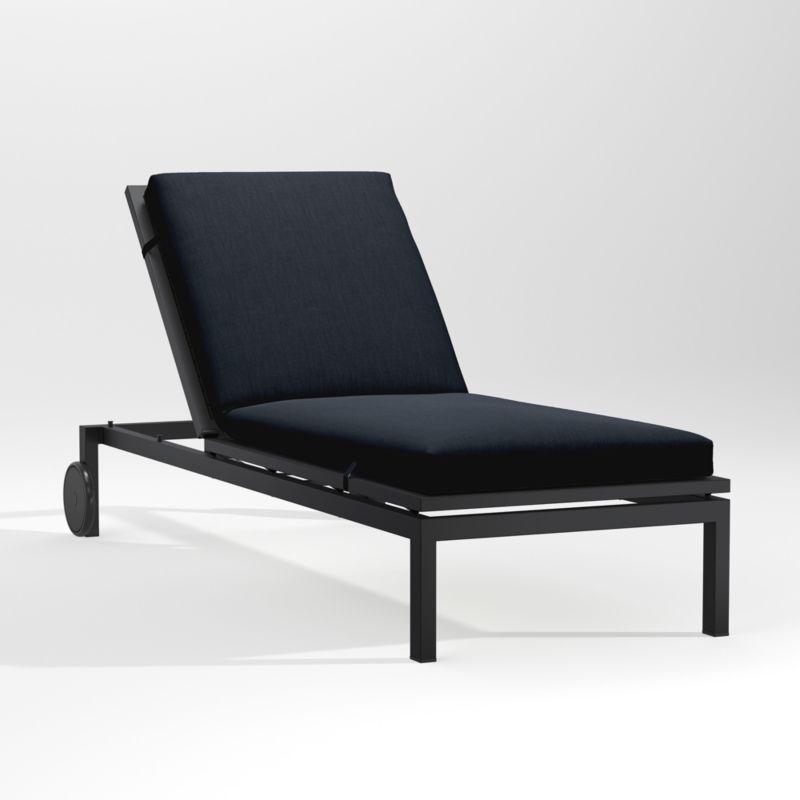 Alfresco Black Outdoor Chaise Lounge with Navy Blue Sunbrella ® Cushion - image 0 of 5