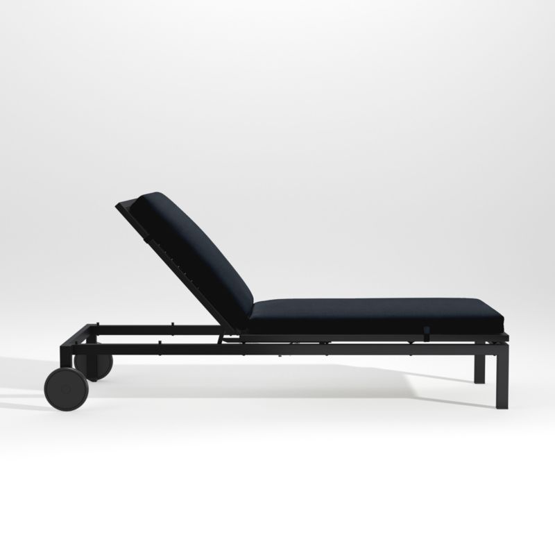 Alfresco Black Outdoor Chaise Lounge with Navy Blue Sunbrella ® Cushion - image 1 of 5