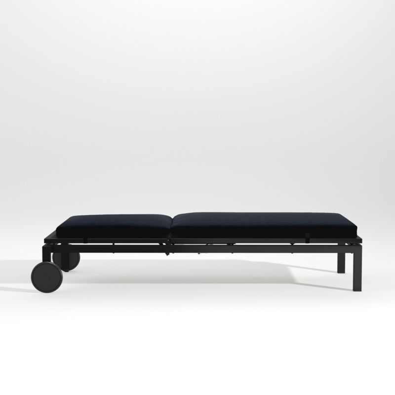 Alfresco Black Outdoor Chaise Lounge with Navy Blue Sunbrella ® Cushion - image 3 of 5