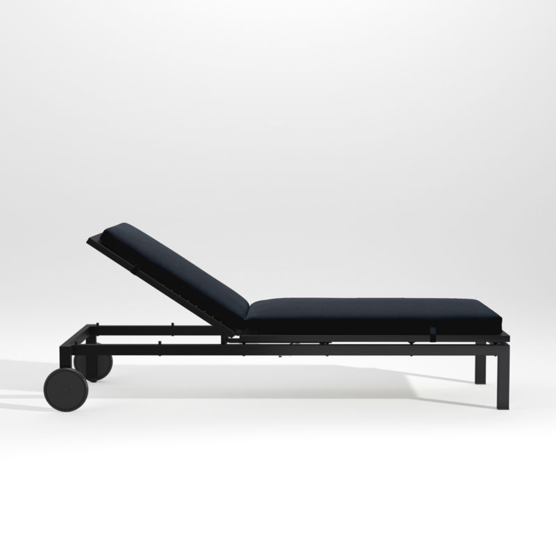 Alfresco Black Outdoor Chaise Lounge with Navy Blue Sunbrella ® Cushion - image 2 of 5