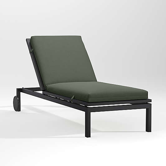 Alfresco Black Outdoor Chaise Lounge with Sage Green Sunbrella ® Cushion