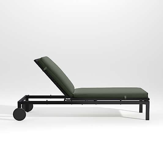 Alfresco Black Outdoor Chaise Lounge with Sage Green Sunbrella ® Cushion