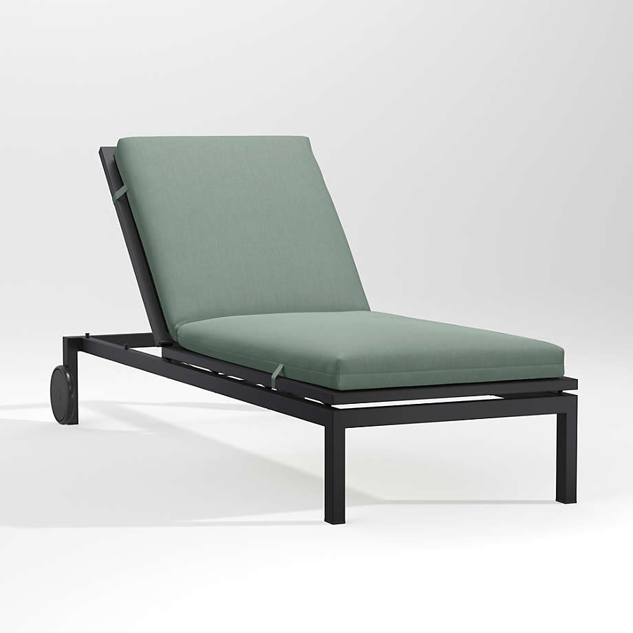 Alfresco Black Outdoor Chaise Lounge with Spa Blue Sunbrella Cushion Crate & Barrel
