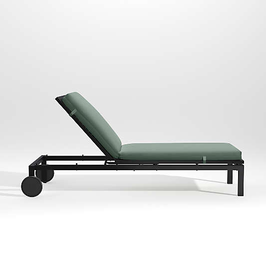 Alfresco Black Outdoor Chaise Lounge with Spa Blue Sunbrella ® Cushion